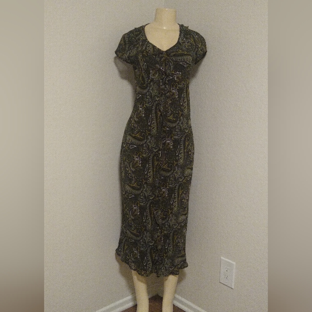 Green Karen Kane Short Sleeves S Rayon Maxi Dress -- Final Price